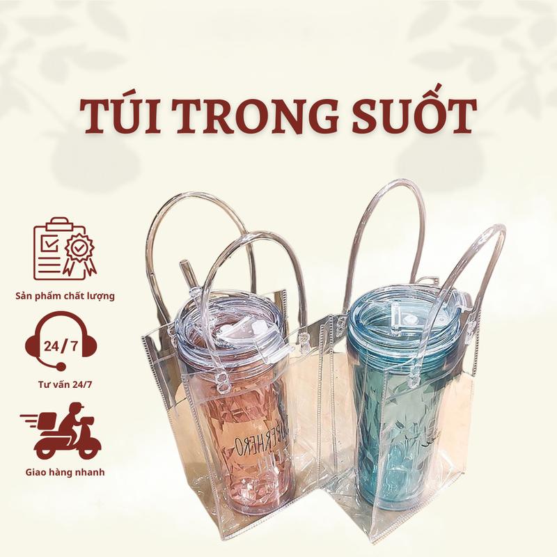 Túi Đựng Bình Nước Trong Suốt Kích Thước 25x10x10cm Làm Từ Nhựa PVC Cao Cấp