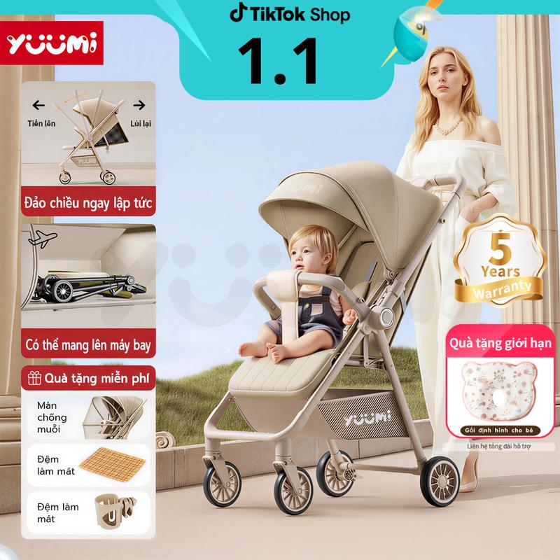 Xe đẩy em bé YUUMI đa năng - Đẩy 2 chiều giảm xóc bằng lò xo gấp gọn dễ dàng thiết kế bảo vệ cột sống cho bé ngồi hoặc nằm tùy thích