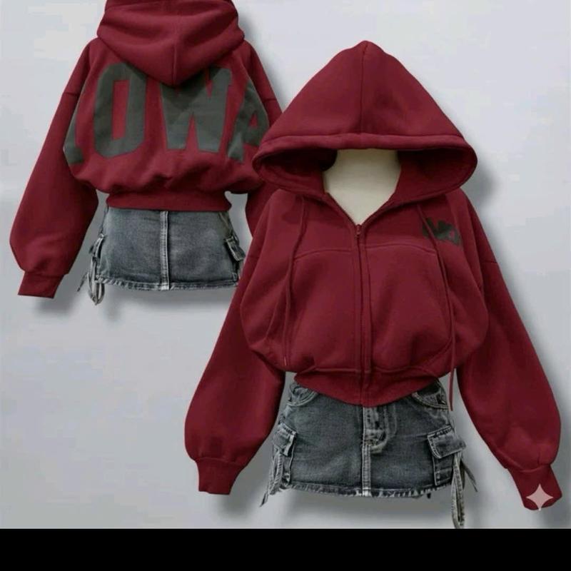 Áo Khoác Nỉ Bông In Chữ NO1 Iowa Phom Crop Top Vải Dày Dặn Nón To Có Tay Sỏ Ngón 2 Túi Ngoài 1 Túi Trong Thiết Kế Độc Đáo