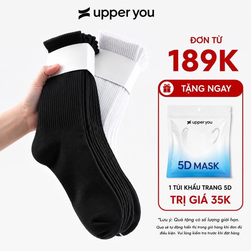 Tất Vớ Nam Nữ Cổ Cao Trơn UPPERYOU Chất Êm Ái Dày Dặn Thoáng Khí -…