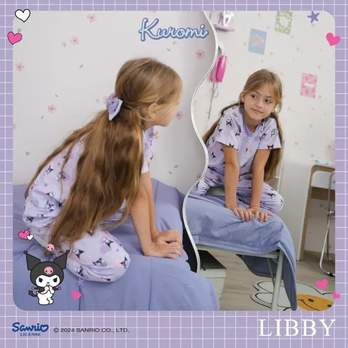 LiBBY Sanrio Setelan Piyama Anak Besar Perempuan Kuromi Cinnamoroll Hello Kitty