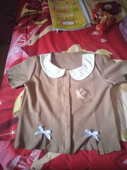 Product Review of Aster croptop kerah collar kancing variasi pita aktif Nyaman Casual Atasan Pendek Wanita kerah bulat formal katun slit kancing gold Fit from d**💋 0
