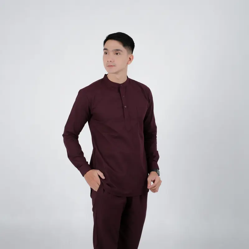 Koko Kurta Set Ottoman Maroon Lengan Panjang – Stylelaki 2