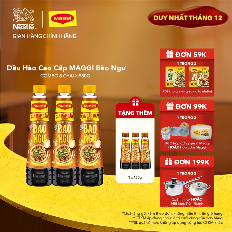 Nestlé VN Combo 3 Dầu Hào Cao Cấp MAGGI Bào Ngư Mới Chai 530g - ST