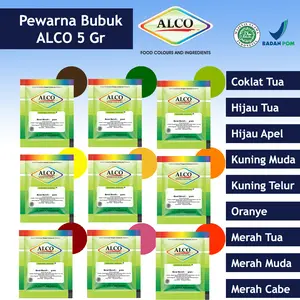 ALCO Pewarna Makanan Bubuk 5 Gram Food Grade Pewarna Kue Cake Dessert Aneka Warna Halal BPOM