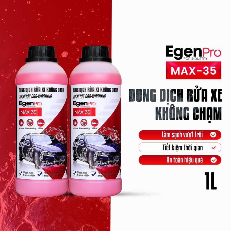 Nước Rửa Xe Không Chạm EgenPro Max35 1 lít | Dung Dịch Rửa Xe Không Chạm Siêu Sạch Bảo Vệ Màu Sơn Xe - Tiết Kiệm Thời Gian Công Sức - Phù Hợp Cho Gia Đình & Tiệm Rửa Xe