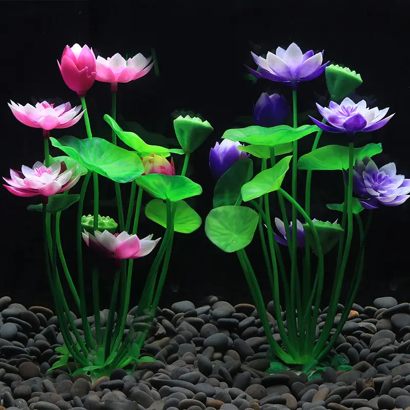 Cây Sen Nhân Tạo Cho Bể Cá, Trang Trí Bể Cá, Cảnh Quan, Cỏ Nước, Đồ Trang Trí, Hoa Mô Phỏng Thủy Sinh, Đồ Dùng Cho Cây