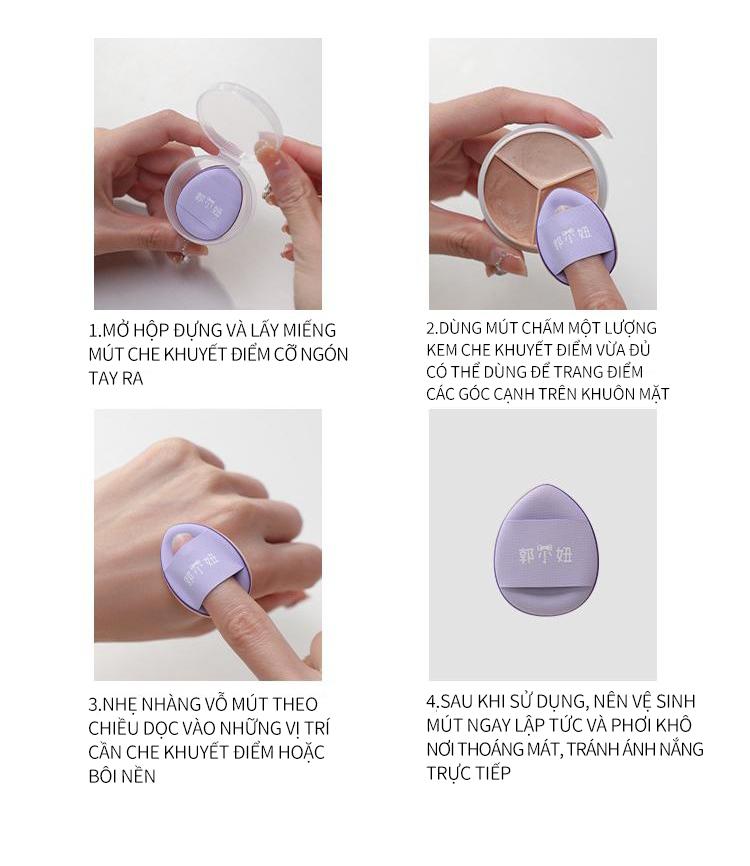 Product Introduction of Bông Đánh Phấn Ngón Tay Mini, GUOXIAONIU, Bông Đánh Phấn Nhỏ Sử Dụng Kép Ướt Và Khô, Có Hộp, Để Che Khuyết Điểm Đầu Ngón Tay 9