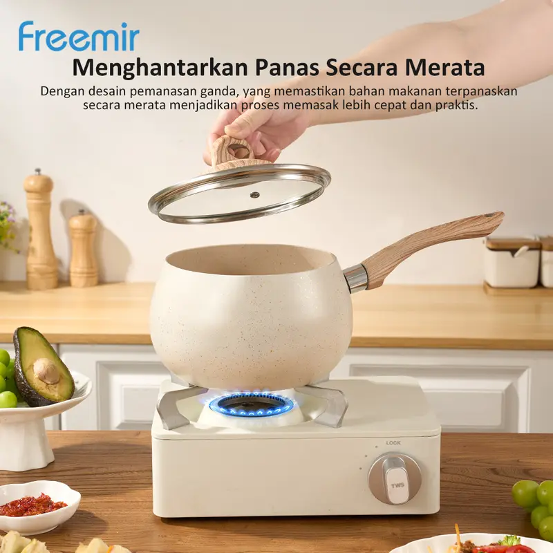 [SPECIAL LIVE] Panci MPASI Gemoy Panci Aladin 20/16 Cm Anti Lengket Tutup Kaca Cookware Beige Susu MPASI Rebus Alat Dapur Masak Gemoy Kitchenware 7