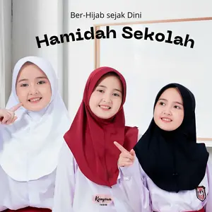 HIJAB SEKOLAH SD KERUDUNG ANAK TK SD SMP JILBAB HAMIDAH Premium Muslim Instan Bukan Serut Putih Hitam