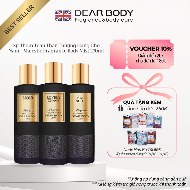 Xịt Thơm Toàn Thân Thượng Hạng Cho Nam DEAR BODY Majestic Fragrance Body Mist 270ml