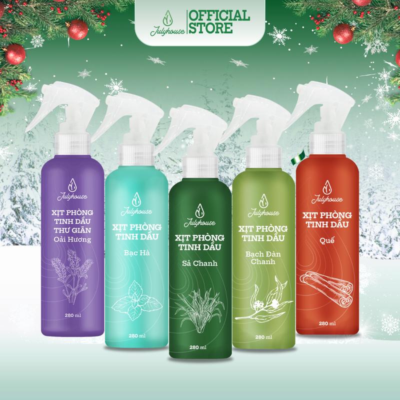   LIVE - 1 CHAI  Bình xịt phòng tinh dầu Sả Chanh Bạc Hà Quế Bạch Đàn Chanh Oải Hương Julyhouse 280ml thơm phòng khử mùi hiệu quả 