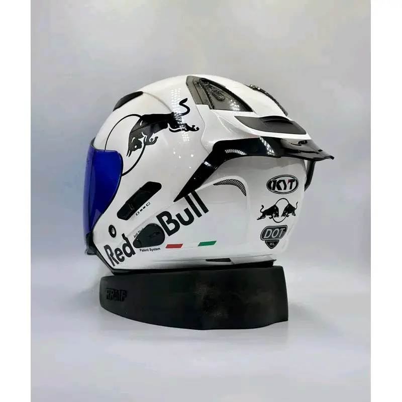 Helm Half Face KYT Galaxy Solid White Paket Ganteng Redbull Original SNI-DOT