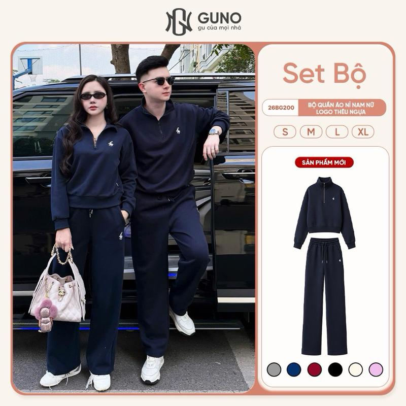 GUNO-Bộ Quấn Áo Nam Nữ Polo Dáng Suông Thêu Logo Ngựa SP5 | 26BG200a/26BB230