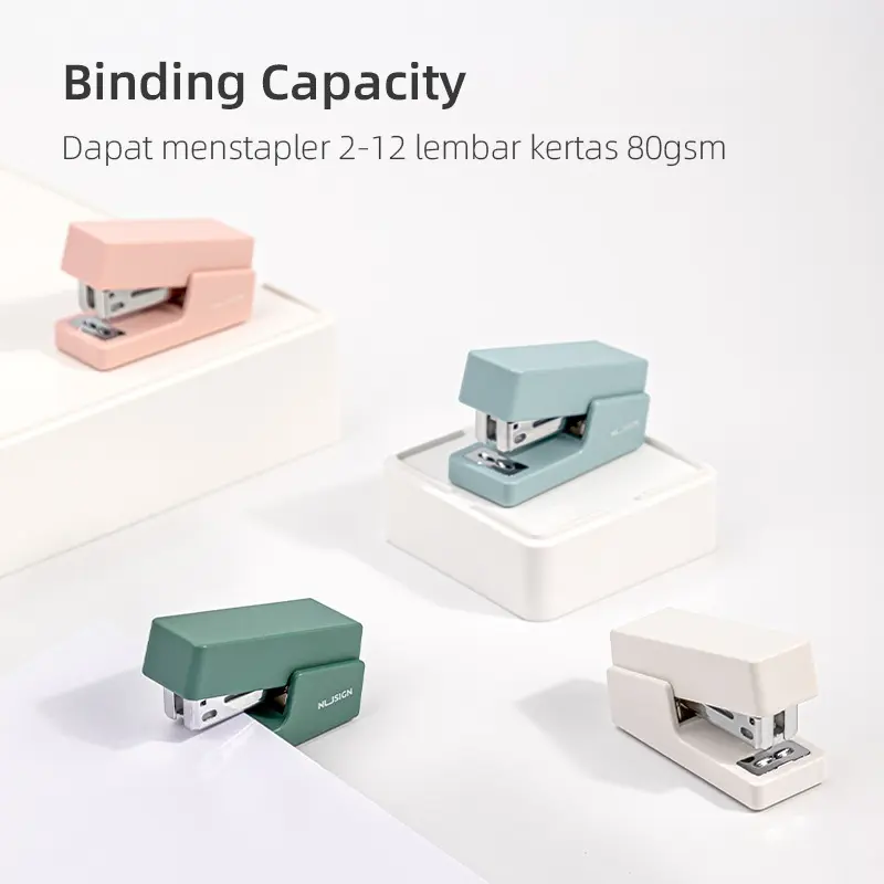 Nusign Stapler / Stapler Mini Kapasitas Kertas 12 lembar 4 Warna Free Refill NS083-X 5