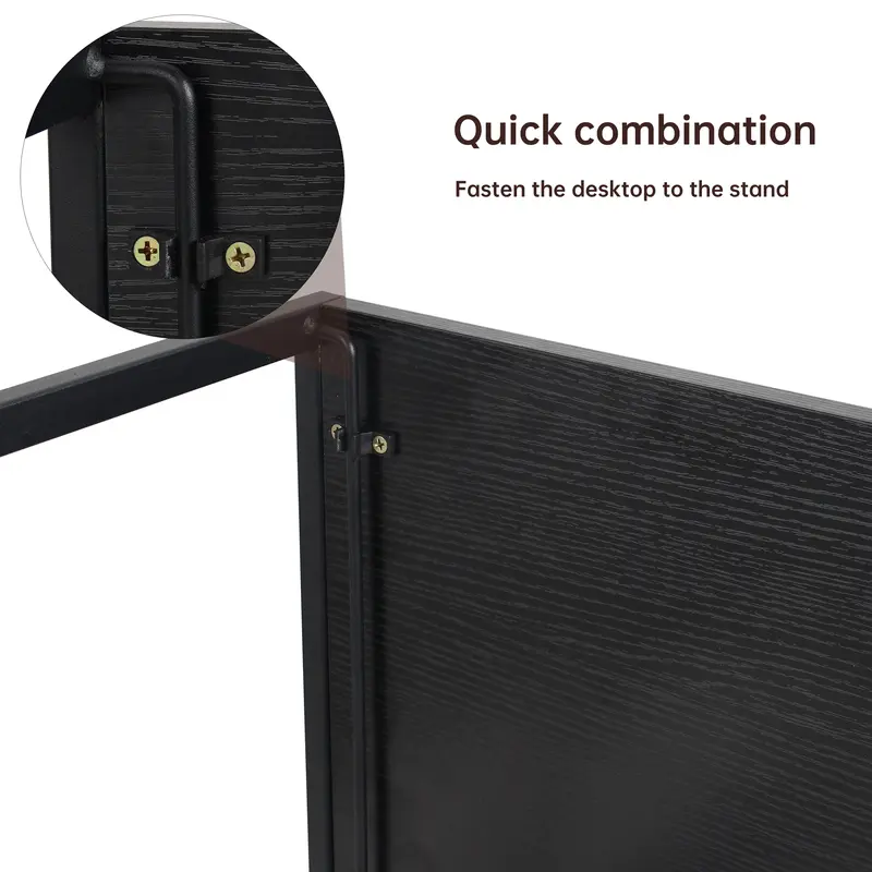 Folding Computer Table, 100x50x75cm Folding Desk Home Office Laptop Desk for Small Spaces Modern Simple Style PC Table Coffee Table Writing Small Desk, Metal Frame 4