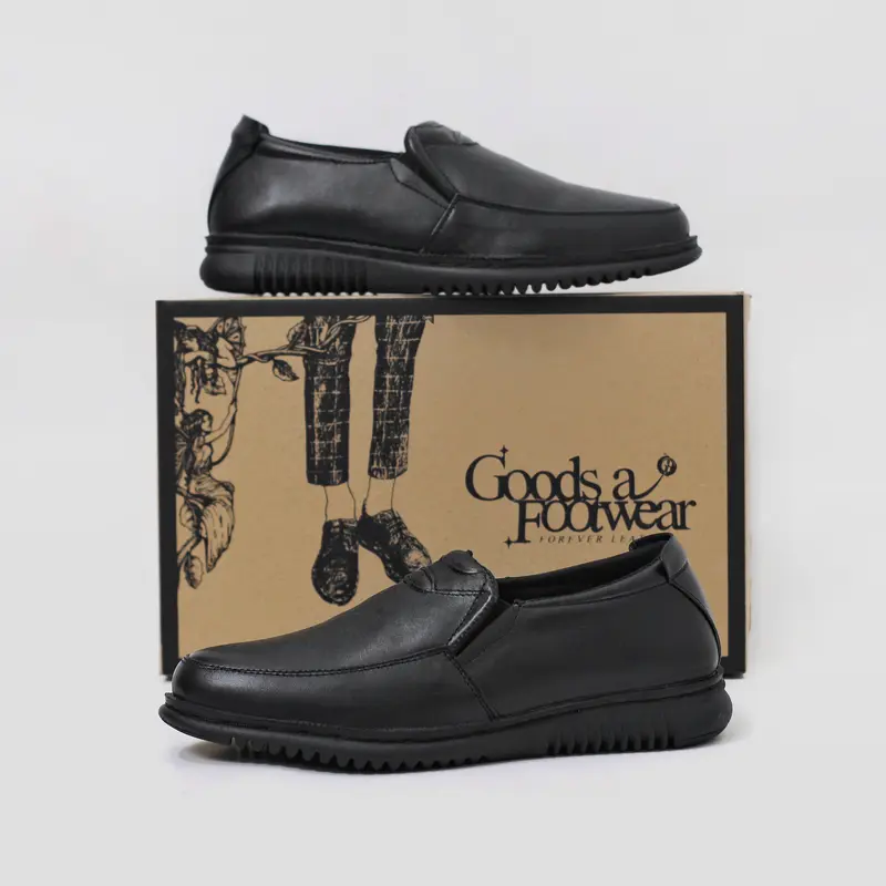 MONRO - Sepatu Pantofel Formal Pria Kulit Asli Slip on Kerja Kantor Kasual 3