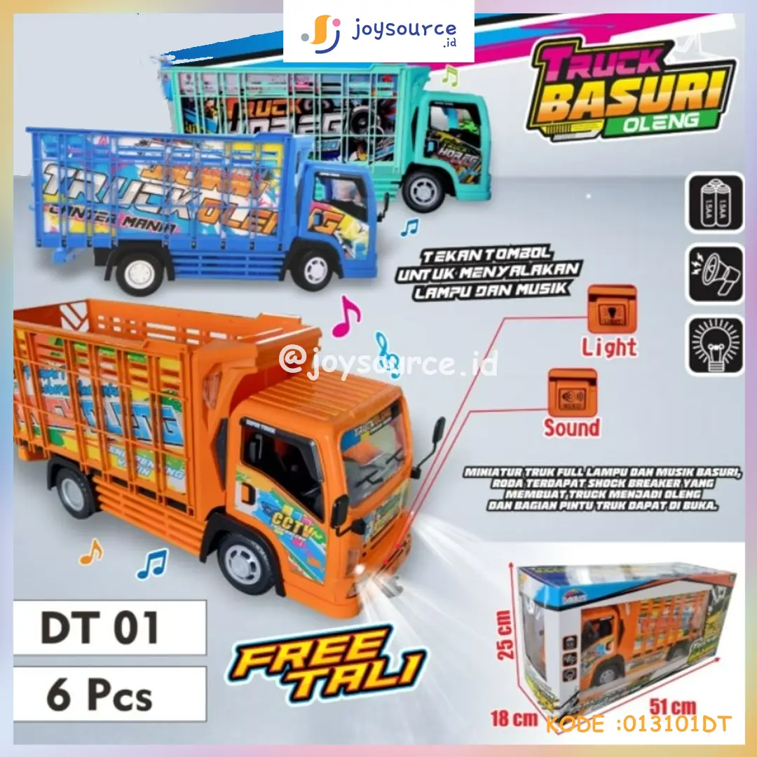 Mainan Anak Truck Oleng Telolet Truck Basuri Ada Suara Dan Lampu Free Tali DT01