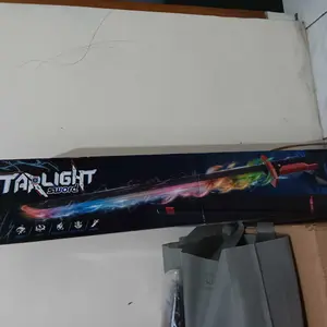 MahiToys Mainan Ppedang Starlight Sworddd dengan Lampu, Musik dan Efek Asap Ppedang Elektrik Anak Rechargeable