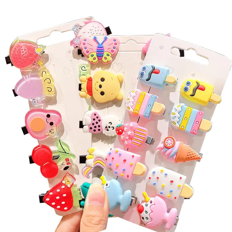Bộ Kẹp Tóc Hoạt Hình Cho Bé Gái, 10 Cái / bộ, Trái Cây Dễ Thương, Động Vật, Phong Cách Tiệc Sinh Nhật, Phụ Kiện Tóc Cho Trẻ Sơ Sinh 0