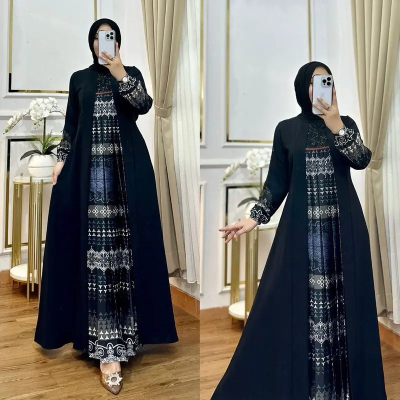 Rilza store gamis Lebaran 2025 silk import terbaru kekinian gamis pesta kondangan terbaru Muslim Wanita Dress Mewah Maxi Remaja Dewasa Syari Crinkle Mutiara 3