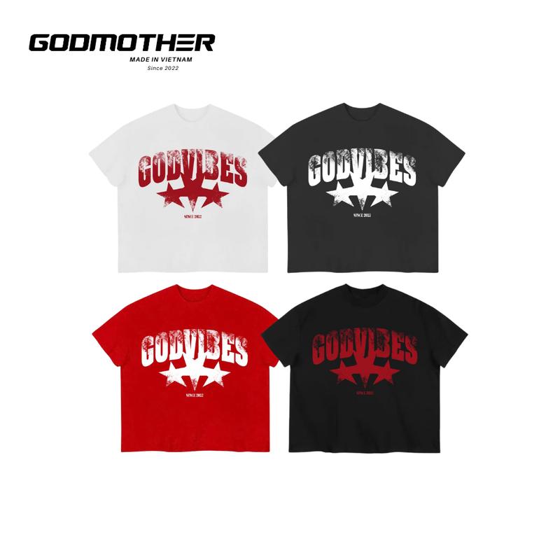 Áo Thun Godvibes GODMOTHER Áo Thun Cotton Form Boxy In Nhiệt Chữ Wash Chất Cotton Mát Mẻ Thoáng Khí