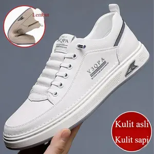 Y3QPA Sepatu Pria Kulit Sapi Moccasin Baru Sol Lembut Tren Serbaguna Setiap Hari Putih Kasual Sneakers Ukuran 39-44