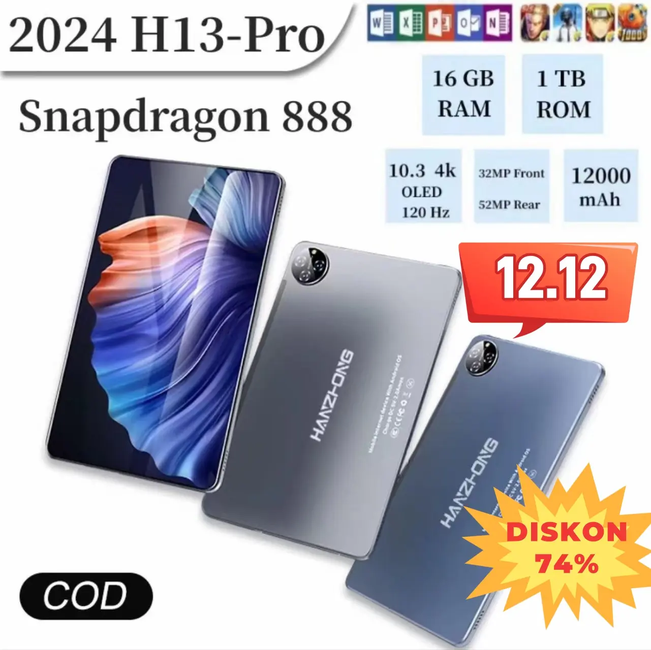 2024 Han.Z MatePad 5G Tablet H13. 10.3 inci baru[16GB+1TB] Pengalaman profesional seperti PC |Tampilan layar penuh warna asli OLED 120Hz l ultra-tipis | ultra-portabel Wifi