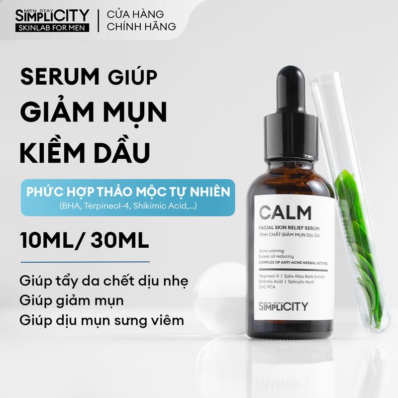Serum hỗ trợ giảm mụn cho nam Men Stay Simplicity Calm Skin Relief Facial Serum 10ml & 30ml