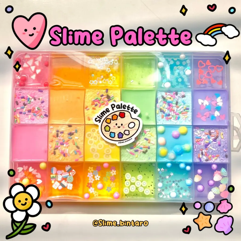 SLIME PALETTE 24 PCS BY SLIME BINTARO || SLIME PALETTE WARNA WARNI || SLIME PALETTE DENGAN HIASAN WARNA WARNI || SLIME PALET ISI BANYAK WARNA WARNI || SLIME PALETTE TERMURAH || SLIME PALETTE BERKUALITAS