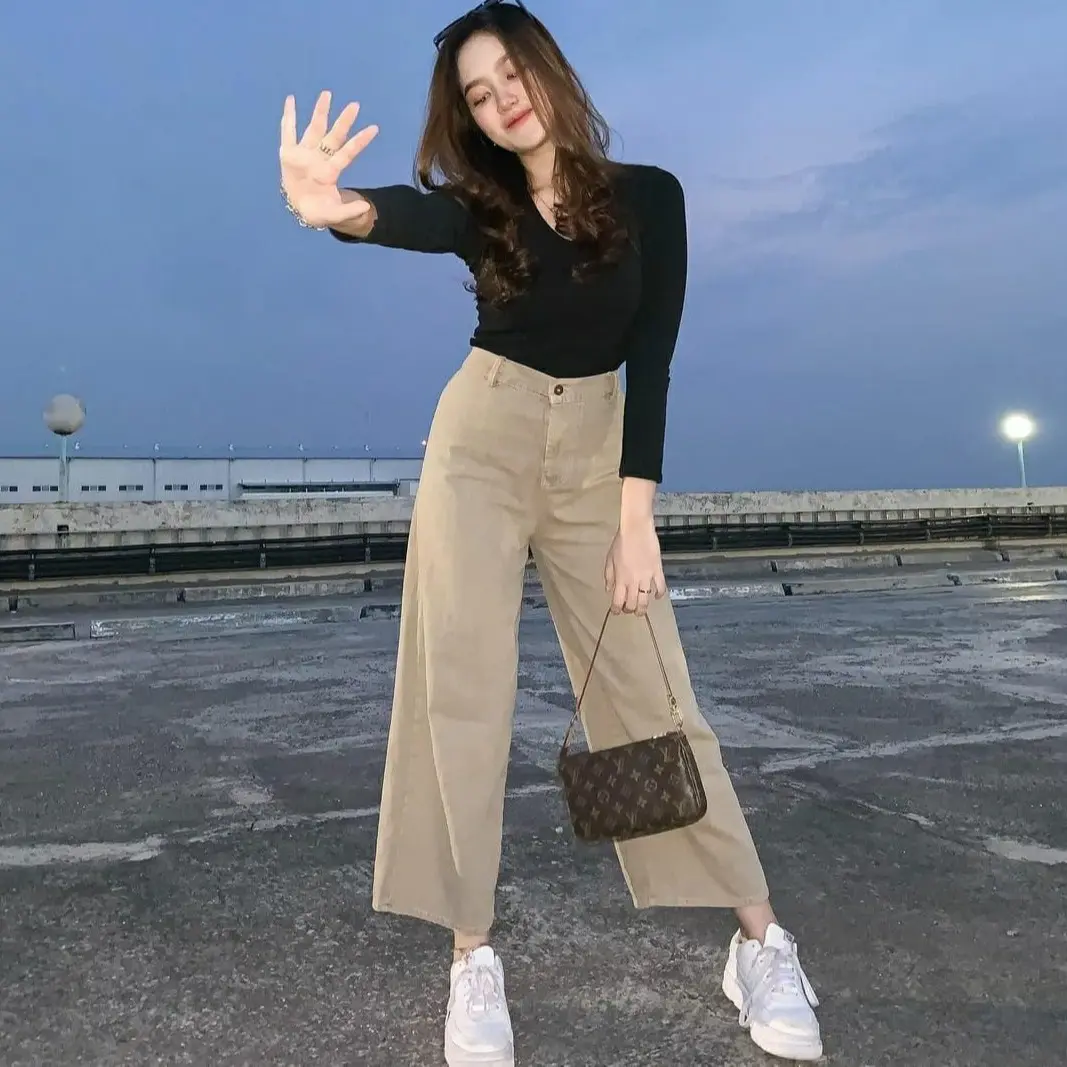 Celana Kulot Bawahan Melar Jeans Mozza Wanita Panjang Terbaru