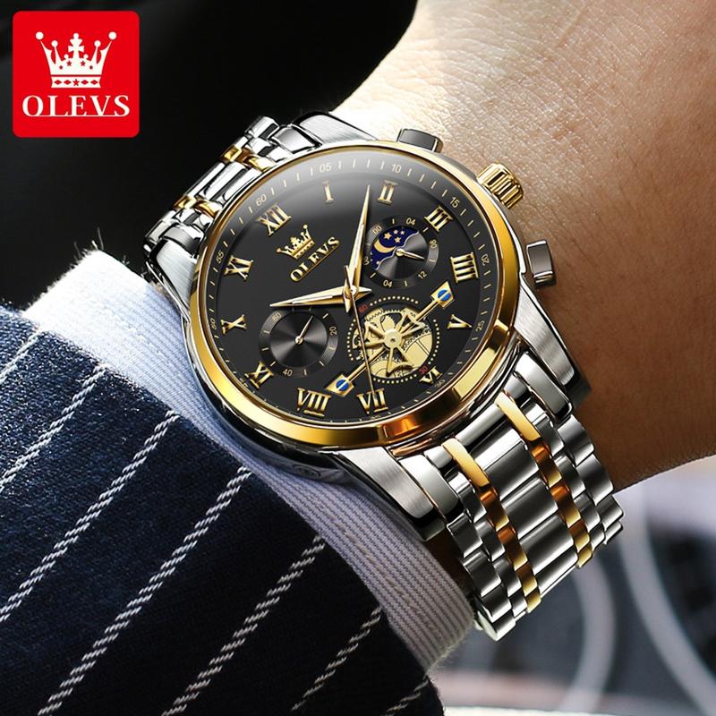 Jam Tangan Pria OLEVS 2859 Anti Air Luminous Analog Chronograph Stainless Steel Men Watch 9