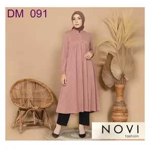 Midi dress kode 091 salur putih