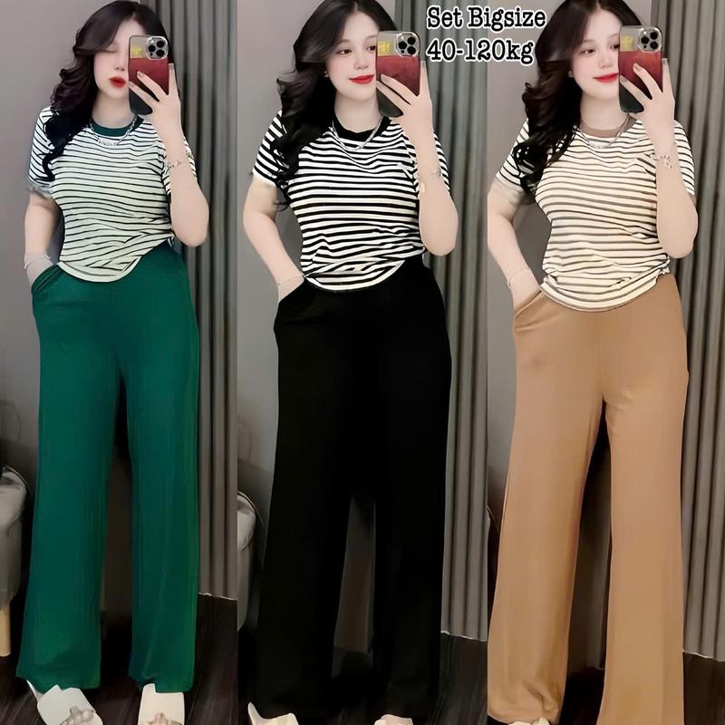  Thời Trang Bigsize - Set Bộ Dài Thun Tăm Bigsize Cổ Phối Che Giấu Bụng Hot Hit cổ tim Nữ Chuppy Cao Cấp Xinh Đẹp Sang Trọng Dễ Thương Giá Rẻ 40-120kg - 2481 - Én Nhỏ Có Bigsize Nhung Đen Voi Kem 