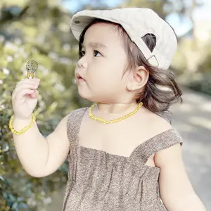 Amber Buddy | XB54Y Kalung & Gelang Amber Bayi Yellow Glossy - 32cm & 14cm.