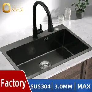 PAKET LENGKAP Kitchen Sink 6045 INOBE ANTI GORES BLACK + KRAN TARIK FLEKSIBEL / Bak Cuci Piring ANTI GORES HITAM Kotak Set