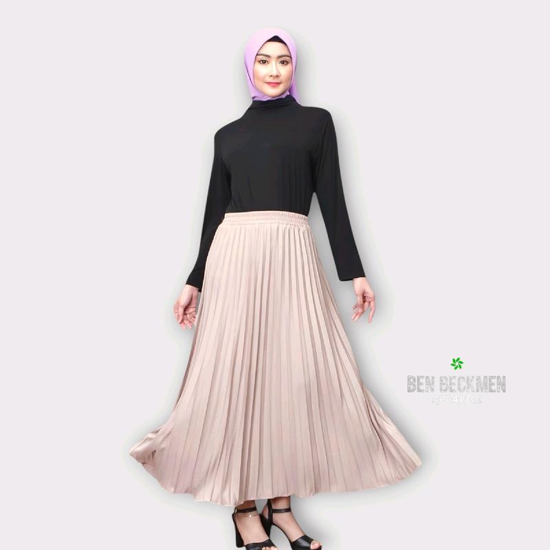 rok plisket wanita premium Cosebho Import Tebal, Halus, Adem Original Bacis Ben beckman rok wanita model 2025 Putih Basic Muslim Kerja outfit hijab 1