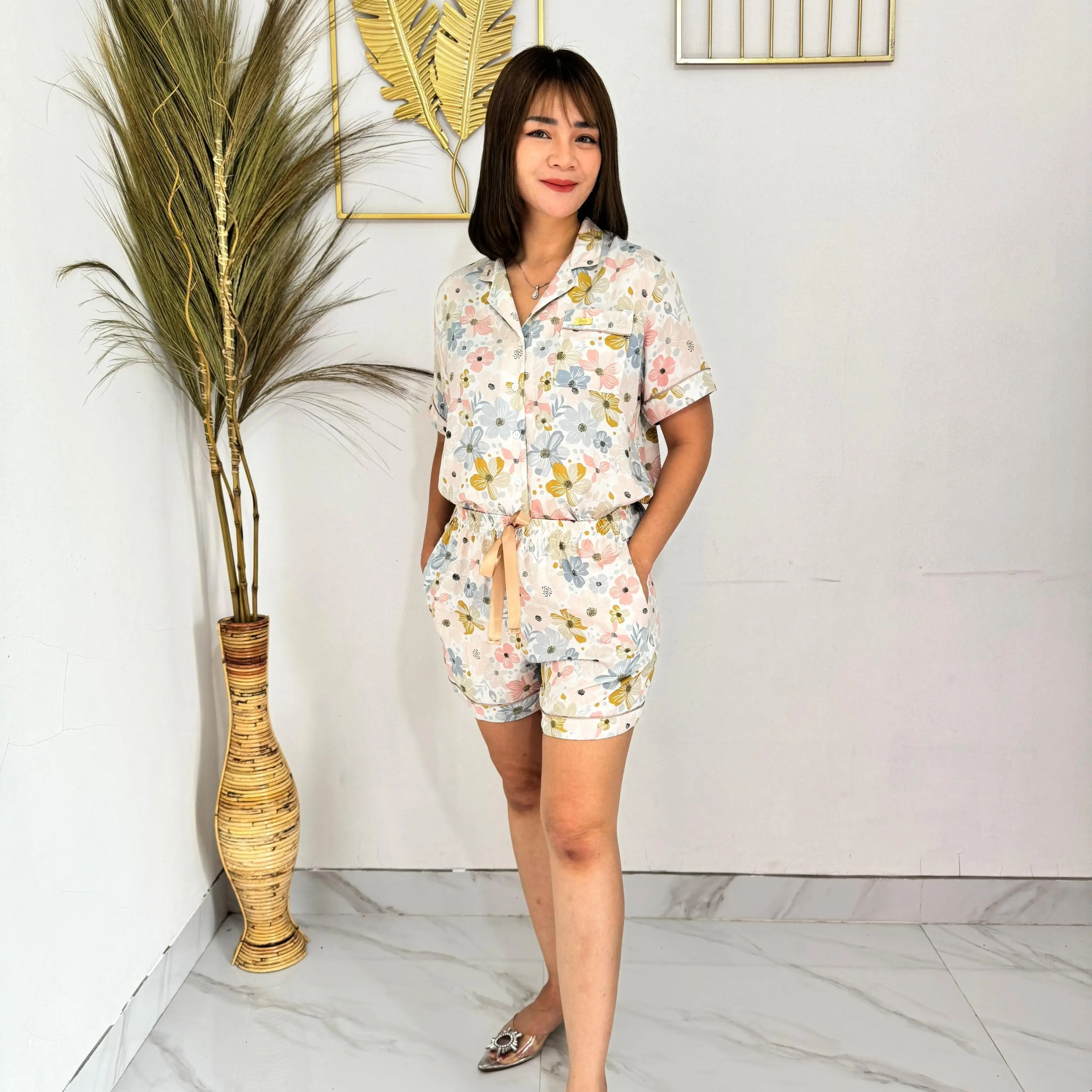 Baju Tidur Bahan Organic Rayon Viscose Premium Setelan Piyama Pajamas Wanita Pendek Panjang Plus Size Lembut Nyaman Atasan Celana Dewasa sleeper wanita pajamas sunflower Fit Satin piyama wanita dewasa one set piyama rayon 3 oneset