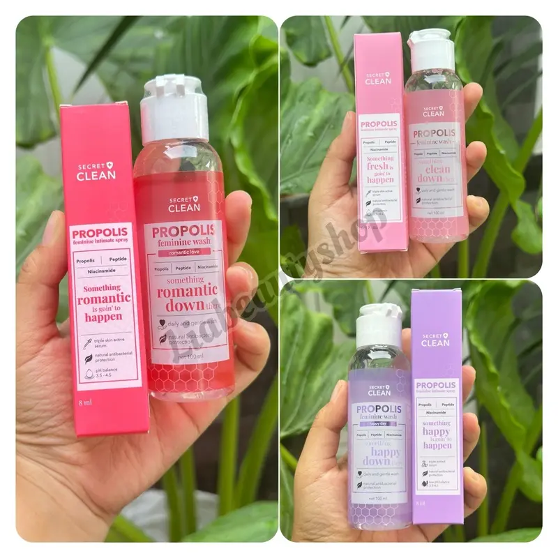 SECRET CLEAN PROPOLIS FAMININE WASH & SPRAY Feminine Perawatan Pencerah Kewanitaan Perfume Hygiene  Wanita  Manjakani Acid Extract Niacinamide Keputihan 0