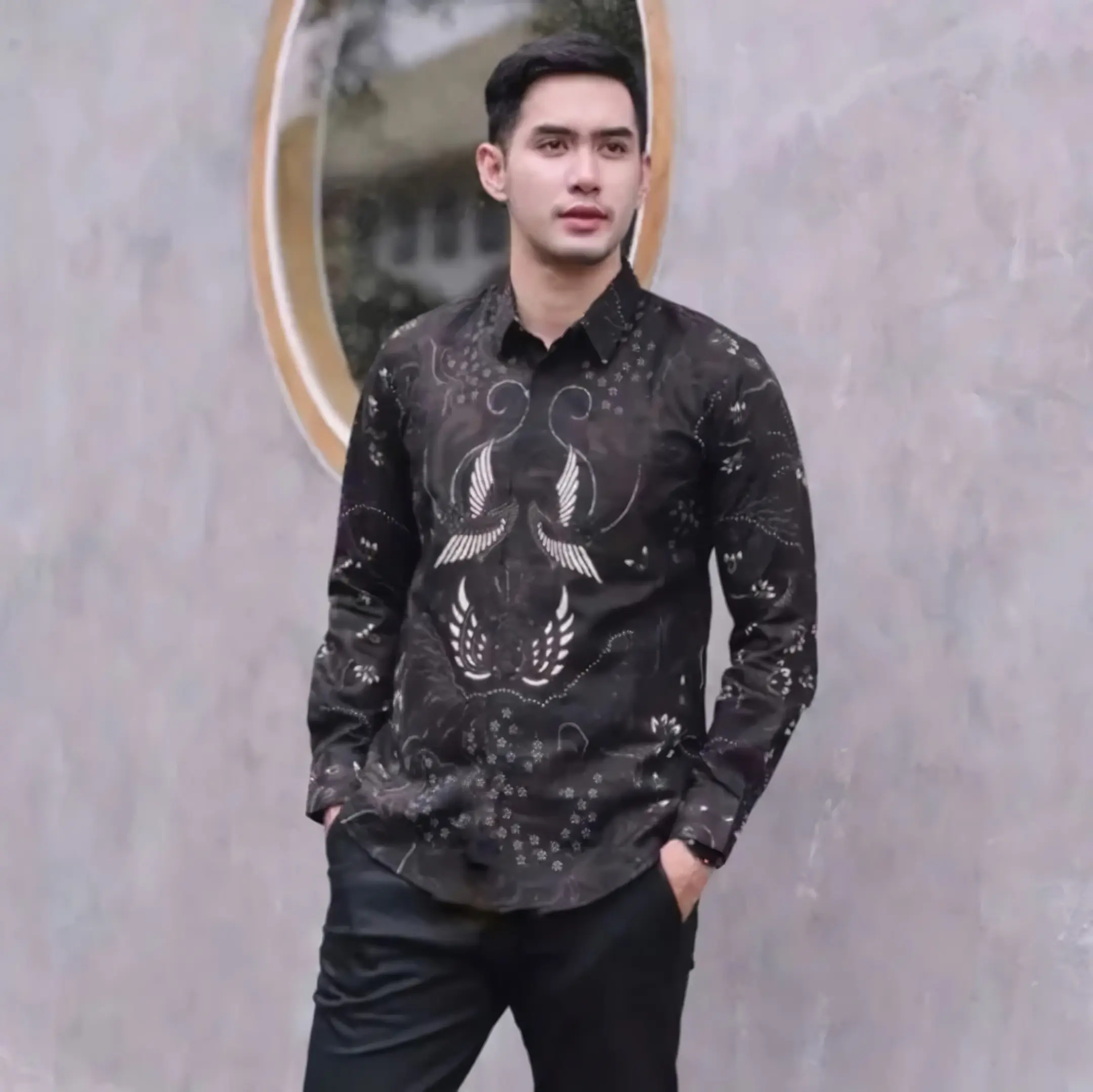 Kemeja batik lengan panjang Baju Formal Kain Nyaman