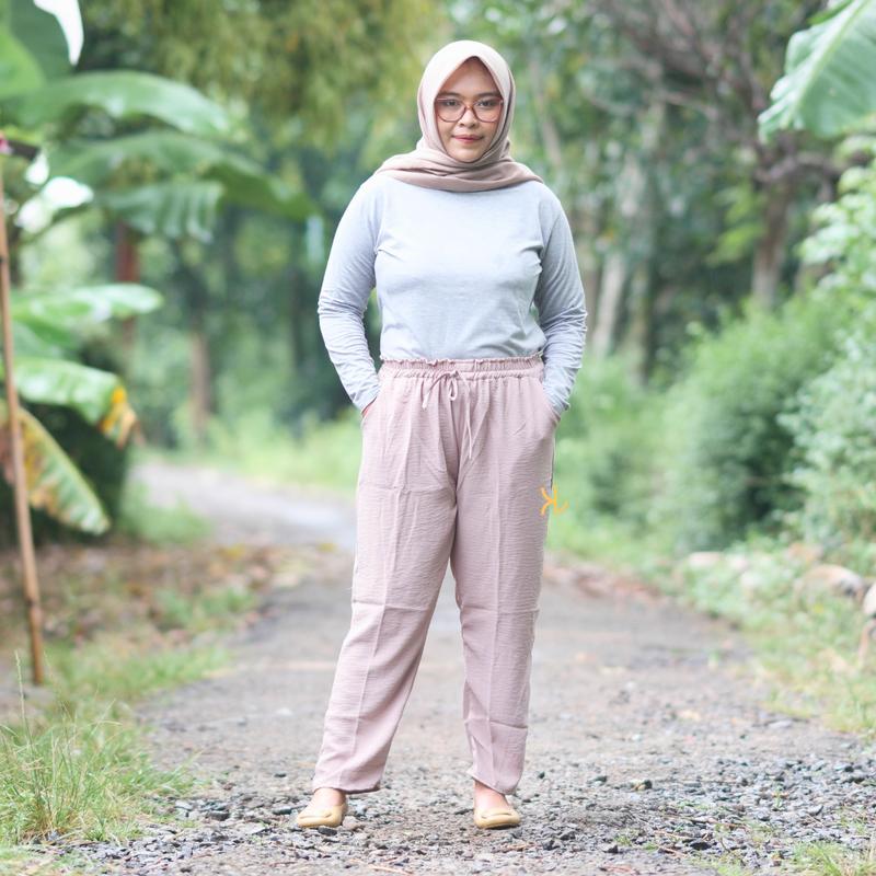 Celana Baggy Pants Kringkel Premium Airflow Wanita Dewasa Panjang Crinkle - Ukuran Standar dan Jumbo - Kulot 2