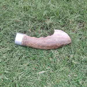 Gagang Golok Kayu Johar Belang dengan Motip Jari2siap Pasang besi