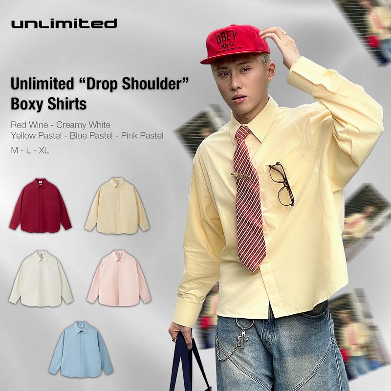  Áo Sơ Mi Dài Tay 100% Cotton - Bông Tân Cương Oversize Form Rộng Nam Nữ - Unlimited x Cocacha  Collaboration "Drop Shoulder" Boxy Shirt 