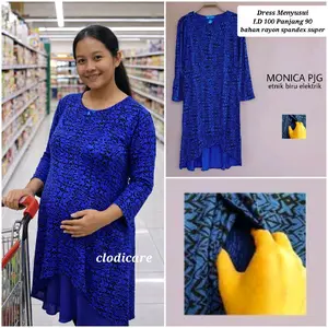 Mamigaya Dress Baju Hamil dan Menyusui Monica Panjang LD 100 hijab busui friendly gamis lebaran S M L XL