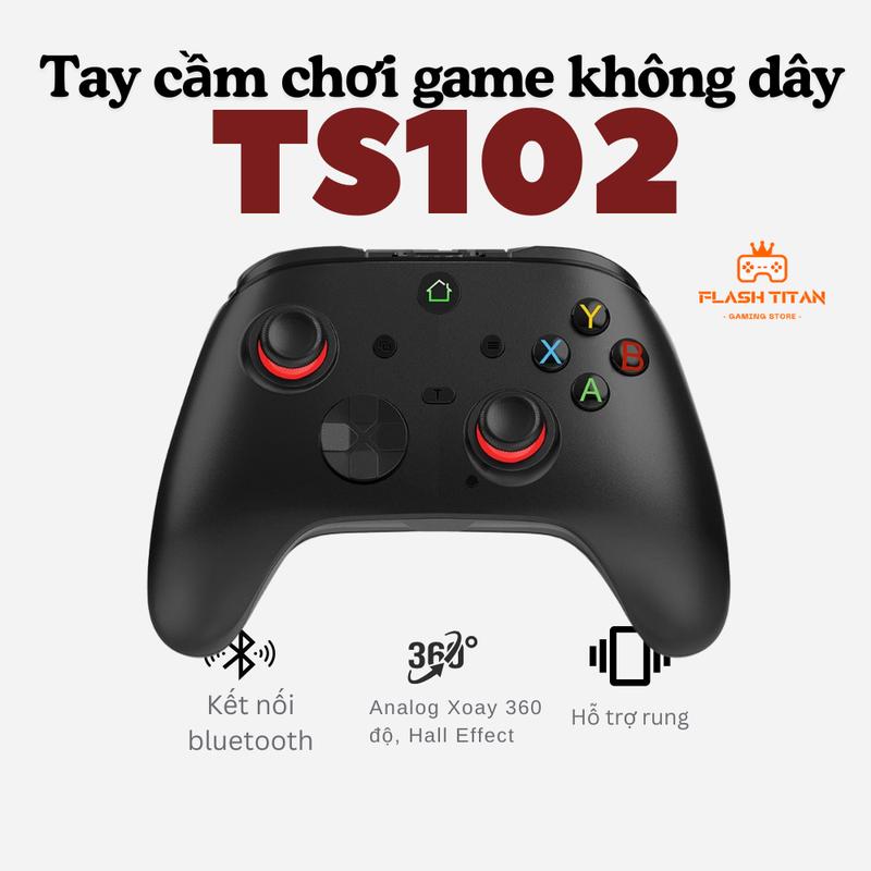 Tay cầm chơi game không dây TS102 - Hỗ trợ rung - analog xoay 360 - Chơi full skill và macro các tựa game như FO4, PES