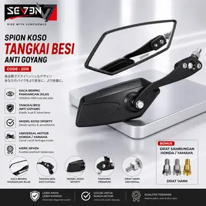 Spion KOSO Anti Getar Drat 14 | Kaca Bening Tangkai Besi Universal Motor