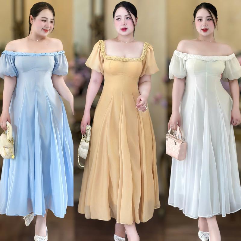 Váy maxi dáng dài BIGSIZE (50-120kg) thanh lịch, che bụng , che bắp tay tốt đi làm, đi chơi, đi tiệc đều hợp- Ú XINH STORE Đen Nữ Dress - D210- (MAXI THẮT RÍT)