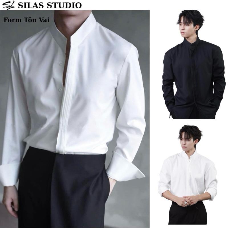   New Item  Form Tôn Vai  Áo Sơ mi Silas Xếp Ly Ngực Cổ Trụ Ver2 Cotton Chéo Form Rộng Menswear Chiết Eo Cổ Tàu - ASL30 