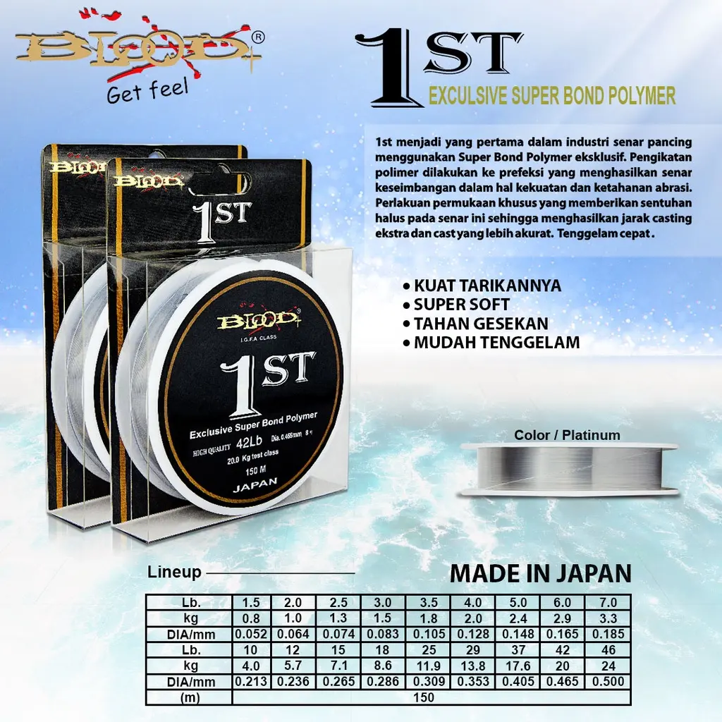 SENAR PANCING BLOOD 1ST FISHING LINE JAPAN 150M