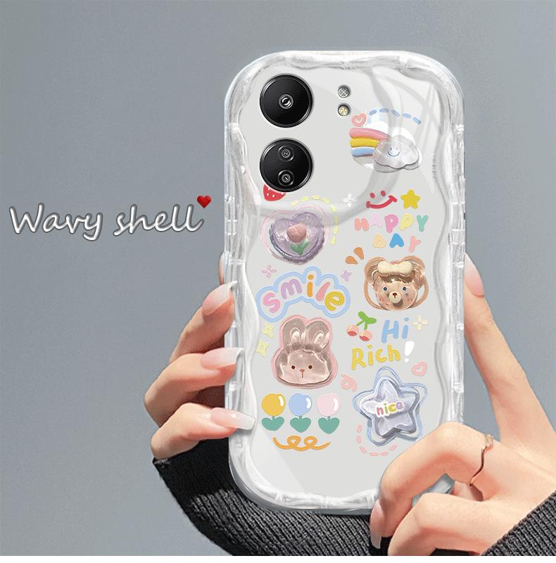Product Introduction of Casing hp REDMI13C(4G)/POCOC65/13C(5G)/POCOM6(5G) Boneka kartun lucu gelombang transparan cangkang lembut wanita all-inclusive anti-jatuh case 9